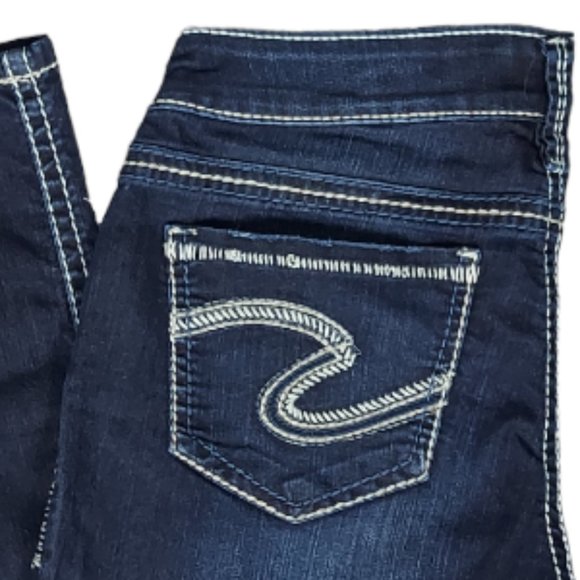 SILVER JEANS BERKLEY STRAIGHT LEG DARK WASH JEANS (29W/32L) - Picture 5 of 14